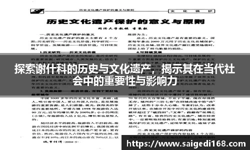 探索谢什科的历史与文化遗产，揭示其在当代社会中的重要性与影响力